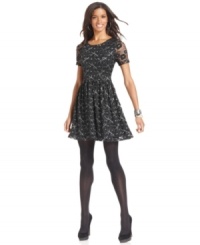 An ultra-feminine A-line silhouette and lacy fabric make this petite dress from NY Collection a ravishing look! An ultra-feminine A-line silhouette and lacy fabric make this petite dress from NY Collection a ravishing look!