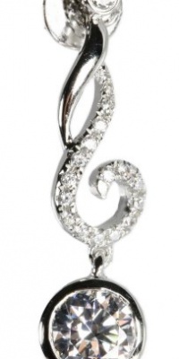 Rose Princess 18K White Gold Plated 925 Silver 7 X 9mm Gemstone White Sapphire Music Note Shaped Drop Earrings Rose Princess 18K White Gold Plated 925 Silver 7 X 9mm Gemstone White Sapphire Music Note Shaped Drop Earrings