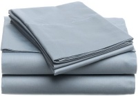 Pinzon Hemstitch 400-Thread-Count Egyptian Cotton Sateen Queen Sheet Set, Smokey Blue Pinzon Hemstitch 400-Thread-Count Egyptian Cotton Sateen Queen Sheet Set, Smokey Blue