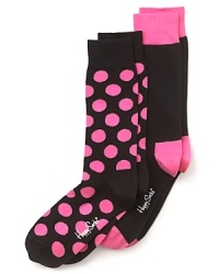 This 2-pack features color contrast two ways-solid and polka dot; from Happy Socks. This 2-pack features color contrast two ways-solid and polka dot; from Happy Socks.
