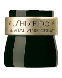 Shiseido Revitalizing Cream. The ultimate skin-pampering treatment, this nourishing cream improves dry, rough, dull-looking skin and softens fine lines. Vitamin E energizes skin and protects from premature aging signs. Allantoin soothes away flakiness and calms irritations. Amino acids strengthen skin's collagen fibers for enhanced firmness and resilience. Excellent for all dry skin. Use morning and night after cleanser and softener. Shiseido Revitalizing Cream. The ultimate skin-pampering treatment, this nourishing cream improves dry, rough, dull-looking skin and softens fine lines. Vitamin E energizes skin and protects from premature aging signs. Allantoin soothes away flakiness and calms irritations. Amino acids strengthen skin's collagen fibers for enhanced firmness and resilience. Excellent for all dry skin. Use morning and night after cleanser and softener.