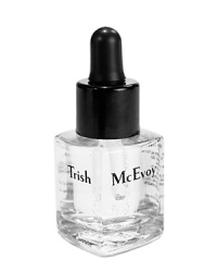 A drop or two of Trish McEvoy's transparent waterproofing elixir converts powdered eye shadow into a liquid eye liner and seals the line to make it last.