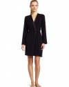 Calvin Klein Womens Essentials With Satin Short Robe, Black, Medium/Large