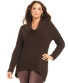 Stay chic in cold weather with MICHAEL Michael Kors' long sleeve plus size sweater, finished by a cowl neckline.