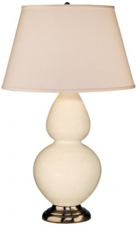 Robert Abbey 1756X Double Gourd - Table Lamp, Antique Silver Finish with Bone Glass with Pearl Dupioni Fabric Shade Robert Abbey 1756X Double Gourd - Table Lamp, Antique Silver Finish with Bone Glass with Pearl Dupioni Fabric Shade