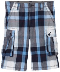 Levi's Boys 8-20 Plaid Cargo Short, Tonal Blue, 18 Levi's Boys 8-20 Plaid Cargo Short, Tonal Blue, 18