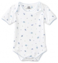 Noa Lily Baby-Boys Newborn Turtle Print Short Sleeve Bodysuit, White, 12 Months