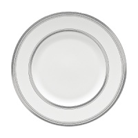 World-renowned fashion designer Monique Lhuillier collaborated with Waterford to create this fine bone china dinnerware collection. Drawing inspiration from the artful details that finish Lhuillier's brilliant couture bridal gowns, each piece in the assortment is decorated with polished platinum accents in a raised stitching design. World-renowned fashion designer Monique Lhuillier collaborated with Waterford to create this fine bone china dinnerware collection. Drawing inspiration from the artful details that finish Lhuillier's brilliant couture bridal gowns, each piece in the assortment is decorated with polished platinum accents in a raised stitching design.