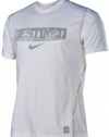 NIKE Men's Pro Combat Dri-Fit Base Layer Fitted Shirt-White/gray