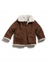GUESS Kids Boys Bomber Jacket with Hat, DARK BROWN (12M)