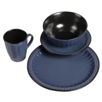 TTU Gallery 16-Piece Reactive Glaze Beads Dinnerware Set, Blue TTU Gallery 16-Piece Reactive Glaze Beads Dinnerware Set, Blue