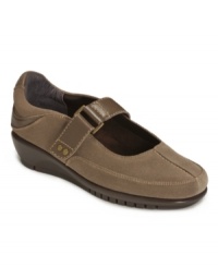 Take comfort in Aerosoles' Bookend flats. With a round toe and adjustable strap, they're a sporty take on a casual staple. Take comfort in Aerosoles' Bookend flats. With a round toe and adjustable strap, they're a sporty take on a casual staple.