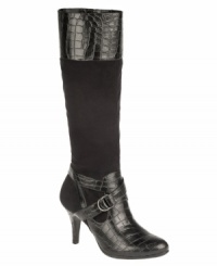 Strut your stuff with the eye-catching croc-embossed accents of the Lidia boot from NaturalSoul by Naturalizer. With a wide calf and wearable heel height, you don't have to sacrifice comfort. Strut your stuff with the eye-catching croc-embossed accents of the Lidia boot from NaturalSoul by Naturalizer. With a wide calf and wearable heel height, you don't have to sacrifice comfort.