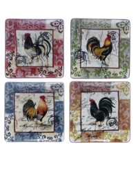 Vintage-inspired Lille Rooster dinner plates layer farm birds, Baroque florals and notes from France in a set shaped for modern tables but steeped in old-world charm. From Certified International. Vintage-inspired Lille Rooster dinner plates layer farm birds, Baroque florals and notes from France in a set shaped for modern tables but steeped in old-world charm. From Certified International.