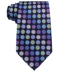 Circle back around to fun even if it's an all-business type of day with this dotted silk tie from Michael Kors. Circle back around to fun even if it's an all-business type of day with this dotted silk tie from Michael Kors.