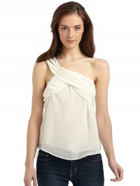 THE LOOKOne-shoulder design with gathered detailsDraped, pleated bustSide zip closureTHE FITAbout 24 from shoulder to hemTHE MATERIALPolyesterCARE & ORIGINMachine washImportedModel shown is 5'9 (175cm) wearing US size Small. THE LOOKOne-shoulder design with gathered detailsDraped, pleated bustSide zip closureTHE FITAbout 24 from shoulder to hemTHE MATERIALPolyesterCARE & ORIGINMachine washImportedModel shown is 5'9 (175cm) wearing US size Small.