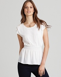 Feminine crochet at the shoulders of this breezy Aqua top lends a pretty update to the summer essential. Feminine crochet at the shoulders of this breezy Aqua top lends a pretty update to the summer essential.