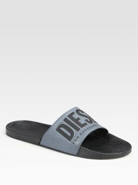 Step into summer fun with ease in these comfortable slides with logo detail.Rubber upperRubber/synthetic soleMade in Italy Step into summer fun with ease in these comfortable slides with logo detail.Rubber upperRubber/synthetic soleMade in Italy