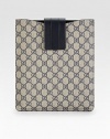GG plus fabric with leather trim. Flap closure 8.7L X 10.2H Made in Italy 