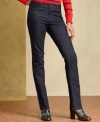 Get the skinniest fit in a sleek, dark wash with these jeans from Tommy Hilfiger.