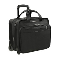This expandable Briggs & Riley rolling briefcase boasts three sections: an organizer section, a removable sleeve that fits most 15.4 laptops and a file section that accommodates letter and legal size folders. Laptop sleeve can be tethered to the bag at security screenings reducing risk of damage or loss. Front organizer has multiple pockets, including padded pockets for gadgets. Interlocking handle system allows for multiple bag stacking.