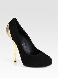 Goldtone metal heel lifts and illuminates this timeless suede platform pump. Metal heel, 5 (125mm)Hidden platform, 1 (25mm)Compares to a 4 heel (100mm)Suede upperLeather lining and solePadded insoleMade in ItalyOUR FIT MODEL RECOMMENDS ordering one half size up as this style runs small. Goldtone metal heel lifts and illuminates this timeless suede platform pump. Metal heel, 5 (125mm)Hidden platform, 1 (25mm)Compares to a 4 heel (100mm)Suede upperLeather lining and solePadded insoleMade in ItalyOUR FIT MODEL RECOMMENDS ordering one half size up as this style runs small.