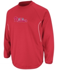 Get ready for the first pitch. Watch the game in comfort and style in this Philadelphia Phillies fleece featuring Therma Base technology from Majestic. Get ready for the first pitch. Watch the game in comfort and style in this Philadelphia Phillies fleece featuring Therma Base technology from Majestic.