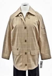 Lauren by Ralph Lauren Plus Size Coat, Doreen Turnlock Balmacaan Tan/Cream Multi 2X Lauren by Ralph Lauren Plus Size Coat, Doreen Turnlock Balmacaan Tan/Cream Multi 2X