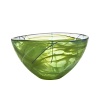 A stunning bowl in breathtaking lime green features thin threads of glass that are hand-applied for a dazzling effect, making a perfect display item in your home.