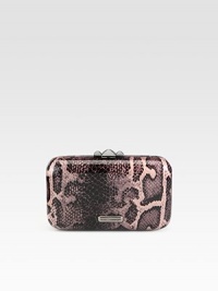 A versatile snake-printed acrylic miniaudière will add some exotic style to your look, topped off with an edgy clasp. Chain shoulder strap, 23½ dropTop clasp closureOne inside open pocketCotton lining7½W X 4¼H X 1½DImported A versatile snake-printed acrylic miniaudière will add some exotic style to your look, topped off with an edgy clasp. Chain shoulder strap, 23½ dropTop clasp closureOne inside open pocketCotton lining7½W X 4¼H X 1½DImported