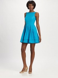 Delicate bands of open-weave embroidery elevate this pleated, impeccably tailored silhouette.High square necklineSleevelessPleated skirtEmbroidered open-weave insetsConcealed back zipAbout 20 from natural waist97% cotton/3% spandexDry cleanMade in USA of imported fabricModel shown is 5'10 (177cm) wearing US size 4. Delicate bands of open-weave embroidery elevate this pleated, impeccably tailored silhouette.High square necklineSleevelessPleated skirtEmbroidered open-weave insetsConcealed back zipAbout 20 from natural waist97% cotton/3% spandexDry cleanMade in USA of imported fabricModel shown is 5'10 (177cm) wearing US size 4.