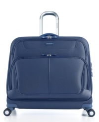 This is your style-your wardrobe goes from point A to point B with even more ease on easy-glide spinner wheels. A full-featured interior with hanger hook, extender panel for longer garments, lined shoe compartment and more makes packing quick, so you're always fashionably on time. 10-year warranty. This is your style-your wardrobe goes from point A to point B with even more ease on easy-glide spinner wheels. A full-featured interior with hanger hook, extender panel for longer garments, lined shoe compartment and more makes packing quick, so you're always fashionably on time. 10-year warranty.