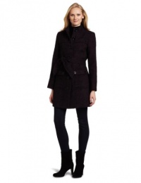 AK Anne Klein Women's Chevron Belted Trench Coat, Black/Dark Raisin, Medium AK Anne Klein Women's Chevron Belted Trench Coat, Black/Dark Raisin, Medium