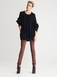 Alpaca and wool sweater in a boyfriend-inspired silhouette, constructed with a plethora of patterns, contrast stitching and convenient slash pockets. Ribbed roundneckLong sleevesRibbed cuffs and hemSlash pockets50% alpaca/50% woolDry cleanImportedModel shown is 5'10 (177cm) wearing US size Small. Alpaca and wool sweater in a boyfriend-inspired silhouette, constructed with a plethora of patterns, contrast stitching and convenient slash pockets. Ribbed roundneckLong sleevesRibbed cuffs and hemSlash pockets50% alpaca/50% woolDry cleanImportedModel shown is 5'10 (177cm) wearing US size Small.