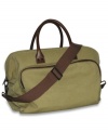 Classic style carry-on everyday canvas bag with leather trim by Dopp. Great bag for weekend trips or for traveling to and from work.