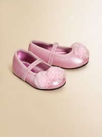Precious ballet flats rendered in shiny faux leather with decorative flower on the vamp and elastic grosgrain strap in a classic Mary Jane silhouette.Elastic vampFaux leather upperFaux leather liningRubber solePadded insoleImported Precious ballet flats rendered in shiny faux leather with decorative flower on the vamp and elastic grosgrain strap in a classic Mary Jane silhouette.Elastic vampFaux leather upperFaux leather liningRubber solePadded insoleImported