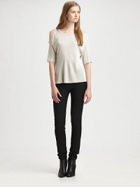 Cutout drop shoulders embolden this whisper-weight top. RoundneckCutout dropped shouldersThree-quarter sleevesViscoseDry cleanImportedModel shown is 5'10 (177cm) wearing US size Small. Cutout drop shoulders embolden this whisper-weight top. RoundneckCutout dropped shouldersThree-quarter sleevesViscoseDry cleanImportedModel shown is 5'10 (177cm) wearing US size Small.