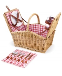 Every sunny day will be extra sweet with the Piccadilly picnic basket. A double-lid design in beautiful willow opens to reveal quaint red and white lining and outdoor dining essentials for two. Every sunny day will be extra sweet with the Piccadilly picnic basket. A double-lid design in beautiful willow opens to reveal quaint red and white lining and outdoor dining essentials for two.
