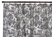 Victoria Park Toile Bathroom Shower Curtain, Black Victoria Park Toile Bathroom Shower Curtain, Black