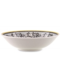 Audun's accessory pieces coordinate with the yellow, black, and white mix-and-match dinnerware pattern. In Ferme, featuring a quaint French farm scene. Audun's accessory pieces coordinate with the yellow, black, and white mix-and-match dinnerware pattern. In Ferme, featuring a quaint French farm scene.