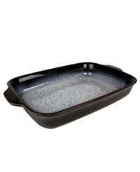 Sturdy and stylish, Denby's Halo rectangular baker moves seamlessly from oven to table in contemporary black-and-white stoneware. Sturdy and stylish, Denby's Halo rectangular baker moves seamlessly from oven to table in contemporary black-and-white stoneware.