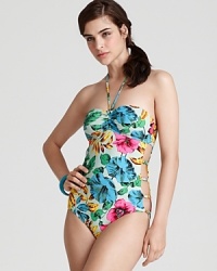 Forgo the garden variety in favor of MARC BY MARC JACOBS' vibrant take on floral, boasting side cutouts and a sweetheart neckline. This suit feels vintage with a cat-eye shades. Forgo the garden variety in favor of MARC BY MARC JACOBS' vibrant take on floral, boasting side cutouts and a sweetheart neckline. This suit feels vintage with a cat-eye shades.
