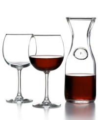 Balloon wine glasses for two and a coordinating decanter in dishwasher-safe glass make this timeless Luminarc set a regular at your table and a great gift for friends. Balloon wine glasses for two and a coordinating decanter in dishwasher-safe glass make this timeless Luminarc set a regular at your table and a great gift for friends.