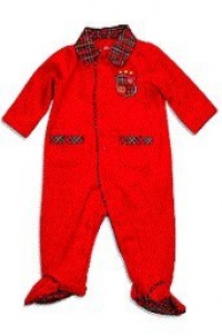 Little Me - Traditional Boys Coverall - Red Velour with Plaid Trim! Size - 3 Months Little Me - Traditional Boys Coverall - Red Velour with Plaid Trim! Size - 3 Months