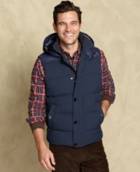 Mix it up. Put a spin on your outerwear with this stylish hooded puffer vest from Tommy Hilfiger. Mix it up. Put a spin on your outerwear with this stylish hooded puffer vest from Tommy Hilfiger.
