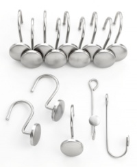 Hang your shower curtain with ease using these Circles hook and holds from Charter Club, featuring a sleek, simple and contemporary look to match any bath decor. Hang your shower curtain with ease using these Circles hook and holds from Charter Club, featuring a sleek, simple and contemporary look to match any bath decor.