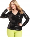 Get the party started in MICHAEL Michael Kors' sequined plus size top!