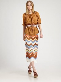 A trademark M Missoni style, this incredibly chic, bohemian-inspired knit with a zigzag print hits just at the calves. Elasticized waistbandCurve-hugging fitSolid trimScalloped hemAbout 32 long87% cotton/11% viscose/2% linenDry cleanImported Model shown is 5'10½ (179cm) wearing US size 4. A trademark M Missoni style, this incredibly chic, bohemian-inspired knit with a zigzag print hits just at the calves. Elasticized waistbandCurve-hugging fitSolid trimScalloped hemAbout 32 long87% cotton/11% viscose/2% linenDry cleanImported Model shown is 5'10½ (179cm) wearing US size 4.