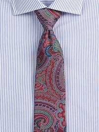 Intricate paisley pattern infuses a vibrant energy and excitement into your everyday suiting wardrobe.About 3 wideSilkDry cleanMade in Italy Intricate paisley pattern infuses a vibrant energy and excitement into your everyday suiting wardrobe.About 3 wideSilkDry cleanMade in Italy