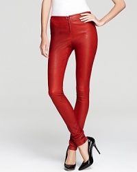 Rock these edgy Alice + Olivia leggings in pure leather for a mix of comfort and chic--they're the after-dark must-haves that instantly draw you into the spotlight. Rock these edgy Alice + Olivia leggings in pure leather for a mix of comfort and chic--they're the after-dark must-haves that instantly draw you into the spotlight.
